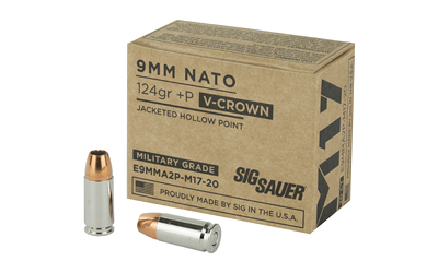 SIG AMMO 9MM M17 124GR +P JHP 20/200