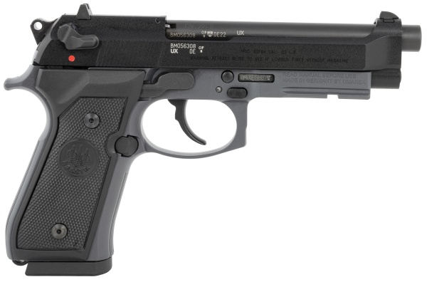Beretta USA J90A192FSR59 92FSR  Full Size Frame 22 LR 15+1 5.30″ Black Steel Barrel, Black Bruniton Serrated Slide, Sniper Gray Aluminum Frame w/Beavertail & Picatinny Rail, Ambidextrous