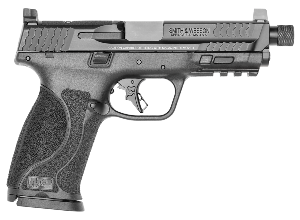 Smith & Wesson 13585 M&P M2.0  Full Size 9mm Luger 17+1, 4.62″ Black Armornite Steel Threaded Barrel & Optic Ready/Serrated Slide, Matte Black Polymer Frame w/Picatinny Rail