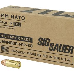 SIG AMMO 9MM M17 124GR +P FMJ 50/100