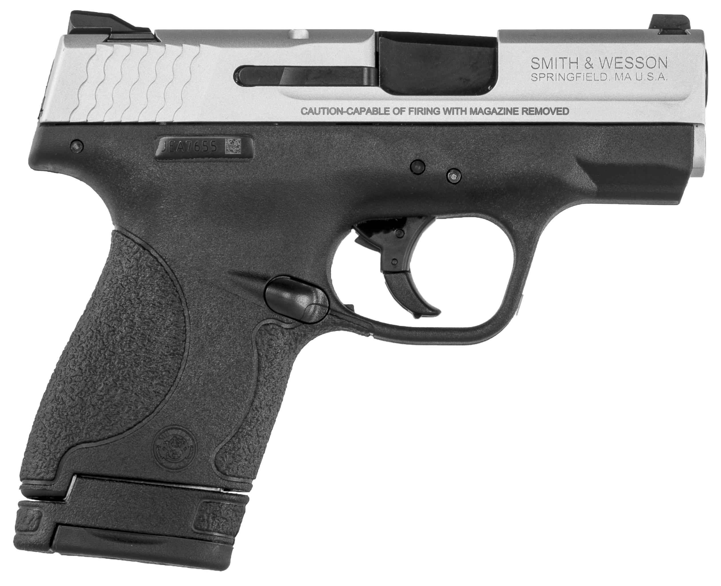 Smith & Wesson 13219 M&P Shield Micro-Compact Frame 9mm Luger 7+1/8+1, 3.10″ Black Armornite Stainless Steel Barrel, Cerakote Serrated Aluminum Slide, Matte Black Polymer Frame, Thumb Safety