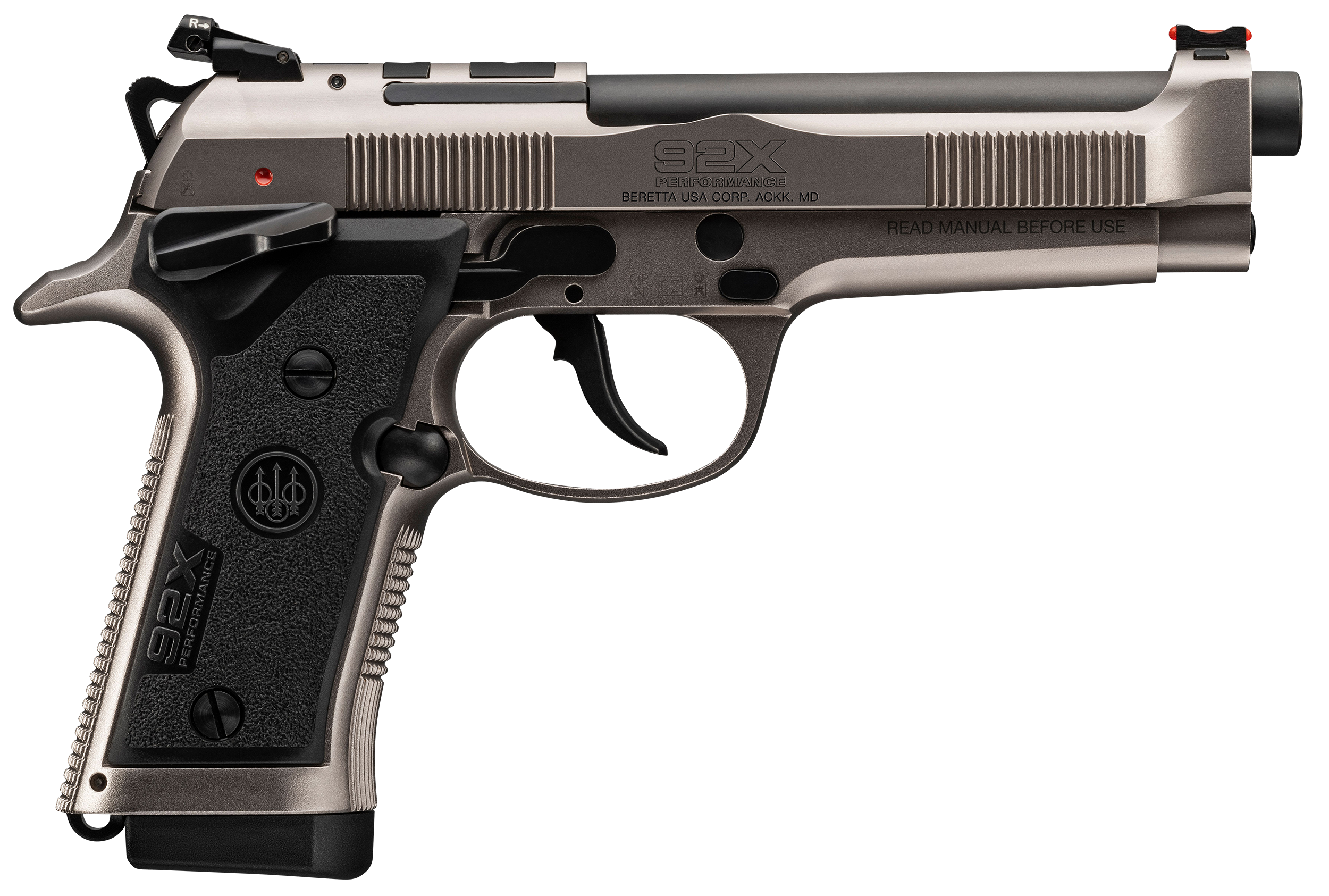 Beretta USA J92XRD20 92X Performance Defensive Full Size Frame 9mm Luger 10+1, 4.90″ Black Barrel, Gray Nistan Optic Ready/Serrated Steel Slide & Frame w/Beavertail