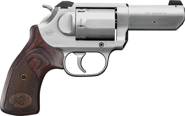 Kimber Mfg, Inc 3400016 K6S  DA/SA 357 Mag 6 Shot 3″ Brushed Stainless Steel Barrel & Cylinder, Brushed Stainless Steel Frame, Diamond Checkering Grip, Exposed Hammer
