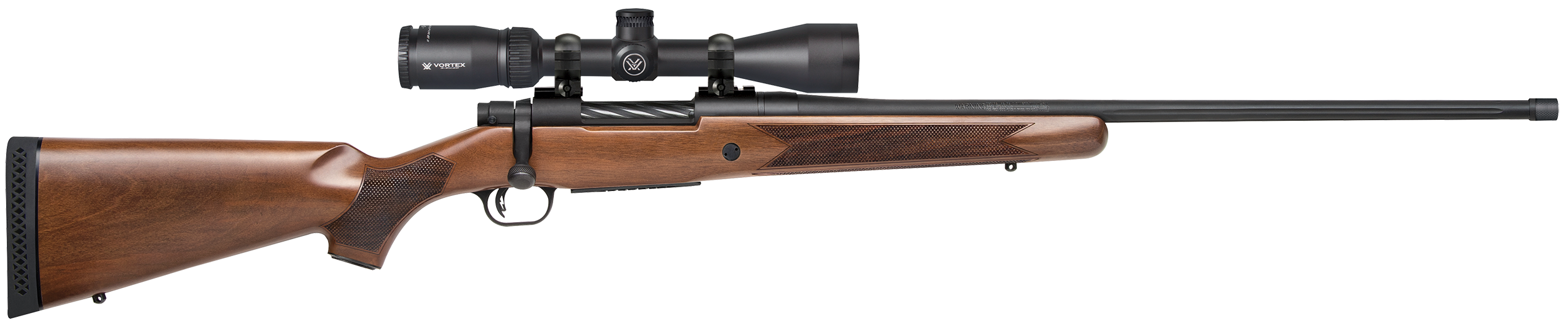 Mossberg 28242 Patriot w/Optic 400 Legend 4+1 20″ Matte Blued Threaded Barrel, Matte Blued Drilled & Tapped Receiver, Fixed Walnut Stock, Vortex Crossfire II 3-9x40mm
