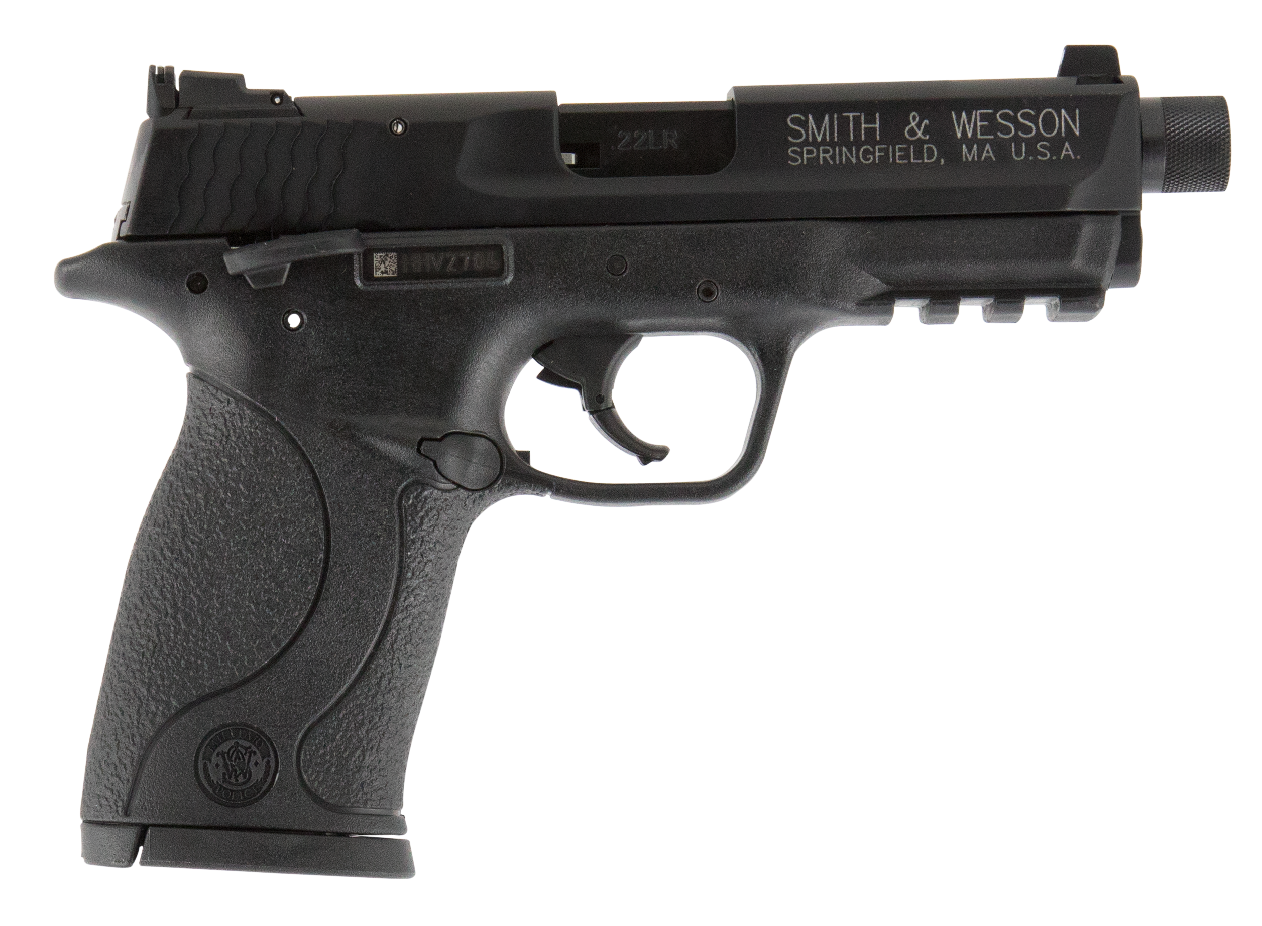 Smith & Wesson 10199 M&P Compact 22 LR 3.50″ Threaded Barrel 10+1, Black Polymer Frame With Picatinny Acc. Rail, Black Armornite Aluminum Slide, Ambidextrous Manual Safety