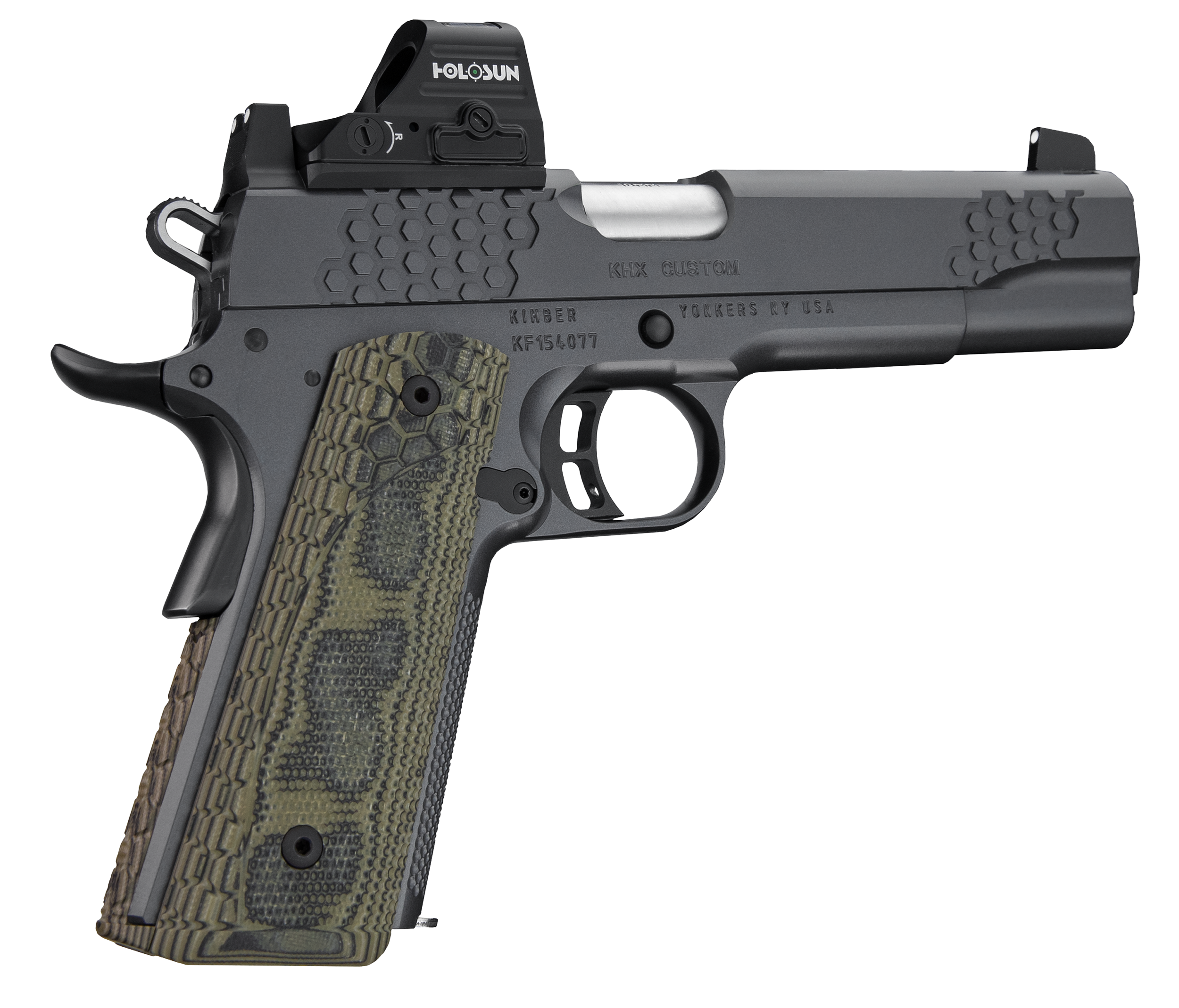 Kimber Mfg.,inc 3000434 KHX Custom (OI) 9mm 9+1 5″ Front Serrations Stainless Steel Slide Gray KimPro II G-10 Grip
