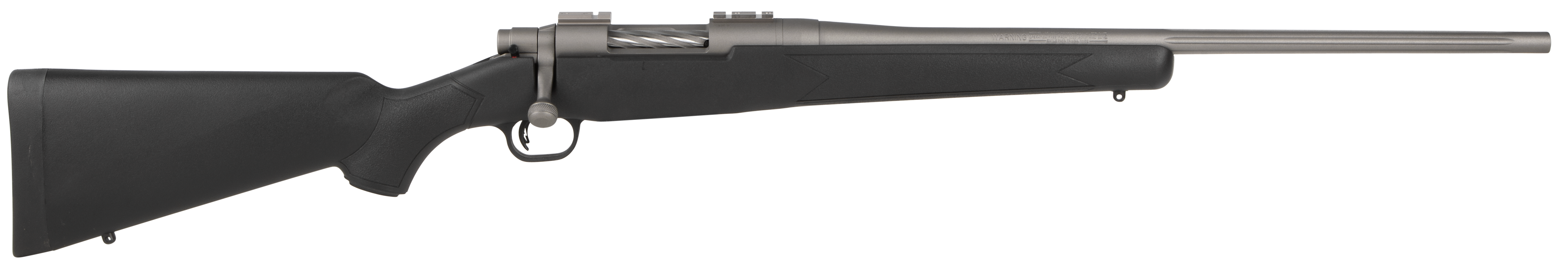 Mossberg 28008 Patriot Synthetic 6.5 Creedmoor 5+1 22″ Fluted Barrel w/Recessed Match Crown,  Cerakote Stainless Steel, Spiral-Fluted Bolt, Synthetic Stock, Drop Box Magazine, Adjustable LBA Trigger