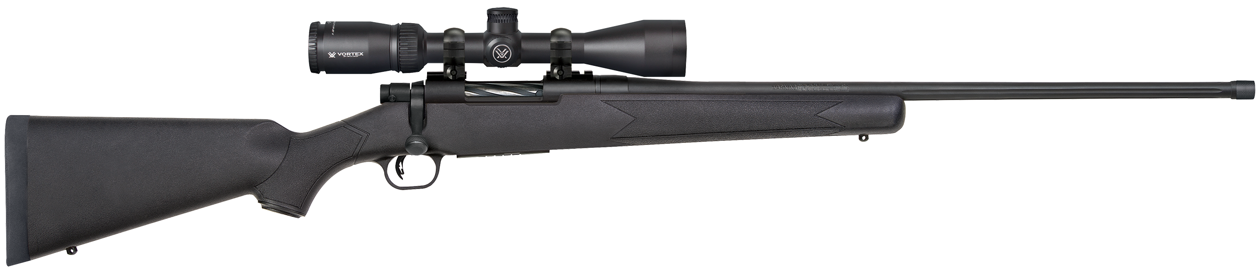 Mossberg 28250 Patriot w/Optic 400 Legend 4+1 20″ Matte Blued Threaded Barrel, Matte Blued Drilled & Tapped Receiver, Fixed Black Synthetic Stock, Vortex Crossfire II 3-9x40mm