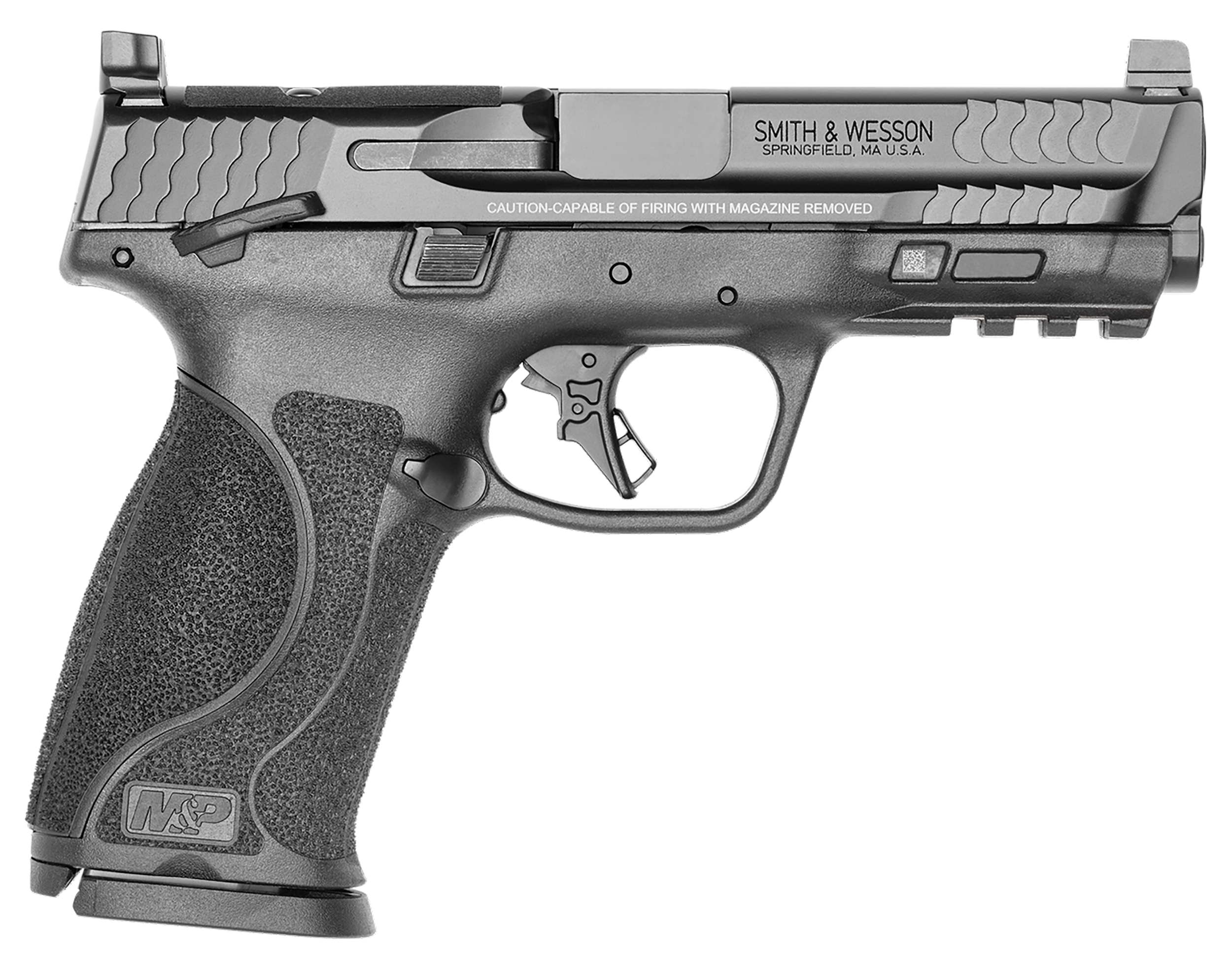 Smith & Wesson 13734 M&P M2.0 Bundle Full Size 9mm Luger 17+1 4.25″ Black Barrel, Black Armornite Optic Ready/Serrated Slide, Matte Black Polymer Frame w/Picatinny Rail, 5 Magazines