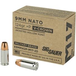 SIG AMMO 9MM M17 124GR +P JHP 20/200