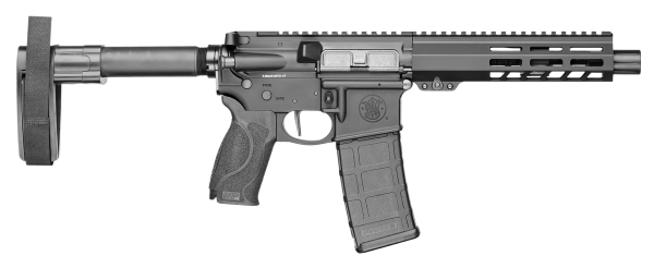 Smith & Wesson 13658 M&P15  223 / 5.56 NATO 7.50″ Armornite Barrel 30+1, Fixed Arm Brace, Black Interchangeable Palmswell Grip Inserts, Manual Safety, Straight Buffer Tube, Optics Ready