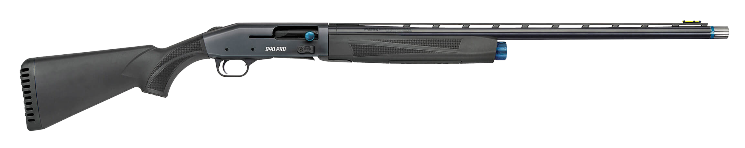 Mossberg 85159 940 Super Bantam Full Size 12 Gauge Semi-Auto 3″ 4+1 26″ Matte Blued Vent Rib Barrel, Tungsten Gray w/Blue Accents Stainless Steel Receiver, Adjustable Black Synthetic Stock, Right Hand