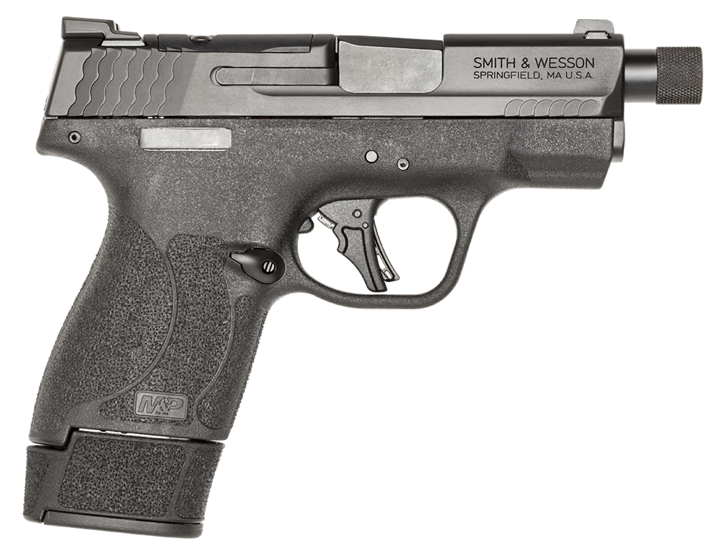 Smith & Wesson 14095 M&P9 Shield Plus Micro-Compact Frame 9mm 10+1 15+1 13+1 3.70″ Black Armornite Stainless Steel Slide Black Polymer Frame Textured Grip