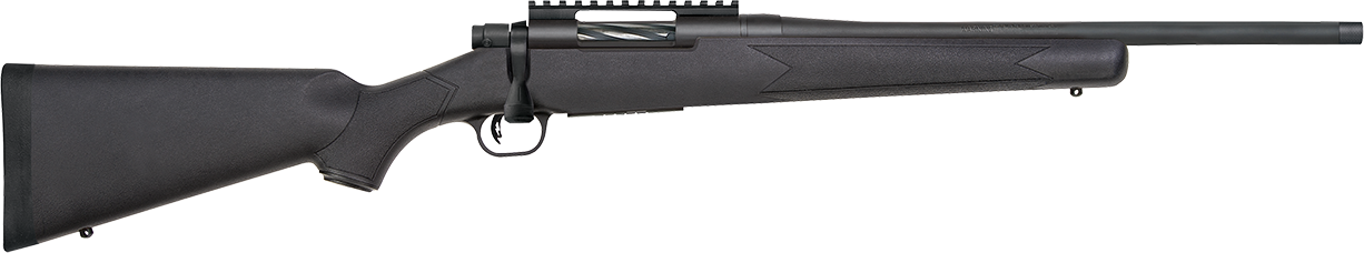 Mossberg 28231 Patriot Carbine 450 Bushmaster 5+1 18″ Matte Blued Threaded Bull Barrel, Matte Blued Drilled & Tapped Receiver, Fixed Black Synthetic Stock