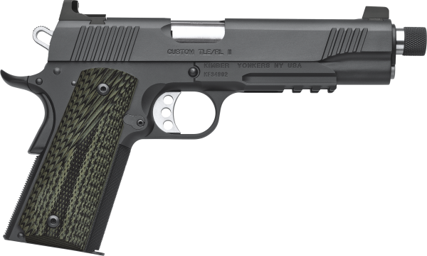 Kimber Mfg, Inc 3200337 TLE II  45 ACP 7+1 5″ Stainless Threaded Barrel, Matte Black Serrated Steel Slide, Matte Black Steel Frame w/Beavertail & Picatinny Rail, Aggressively Textures G-10 Grip