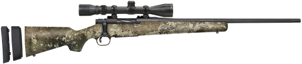 Mossberg 28257 Patriot Super Bantam w/Optic 350 Legend 4+1 22″ Matte Blued Fluted Threaded Barrel, Matte Blued Drilled & Tapped Receiver, Adj LOP TrueTimber Strata Synthetic Stock, 3-9x40mm Duplex