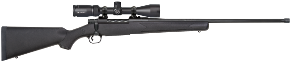 Mossberg 28249 Patriot w/Optic 7mm PRC 3+1 24″ Matte Blued Threaded Barrel, Matte Blued Drilled & Tapped Receiver, Fixed Black Synthetic Stock, Vortex Crossfire II 3-9x40mm
