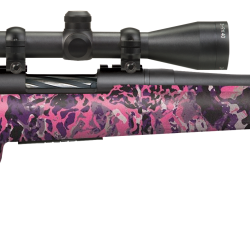Mossberg 28142 Patriot Super Bantam 243 Win Caliber with 5+1 Capacity, 20″ Fluted Barrel, Matte Blued Metal Finish & Muddy Girl Wild Synthetic Stock Right Hand (Youth) Includes 3-9x40mm Scope