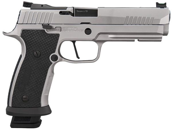Sig Sauer 320SXG59STAS10 P320  Full Size Frame 9mm Luger 10+1 5″ Optic Ready Stainless Steel Slide Black LOK Grip