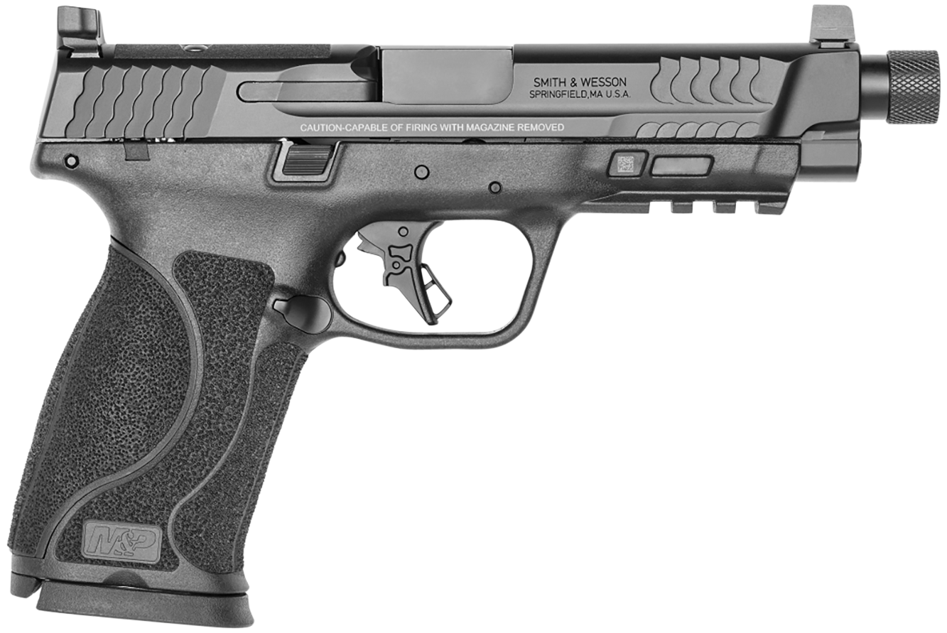 Smith & Wesson 13586 M&P M2.0  Full Size 45 ACP 10+1, 5.12″ Black Armornite Steel Threaded Barrel & Optic Ready/Serrated Slide, Matte Black Polymer Frame w/Picatinny Rail