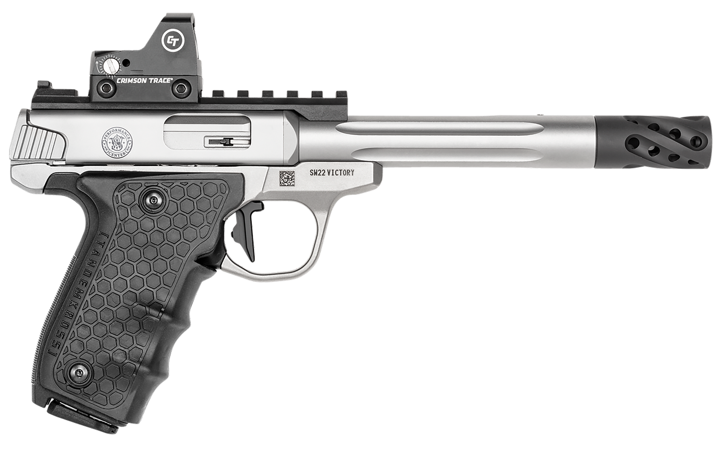 Smith & Wesson 12079 Performance Center Victory Target 22 LR 6″ MB 10+1 Stainless Steel Tandemkross Black HiveGrip with Integrated Target Thumb Rest Grip Red Dot