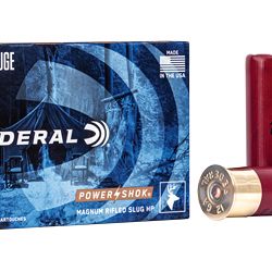 FED PWRSHK 12GA 3″ MG RFL SLUG 5/250