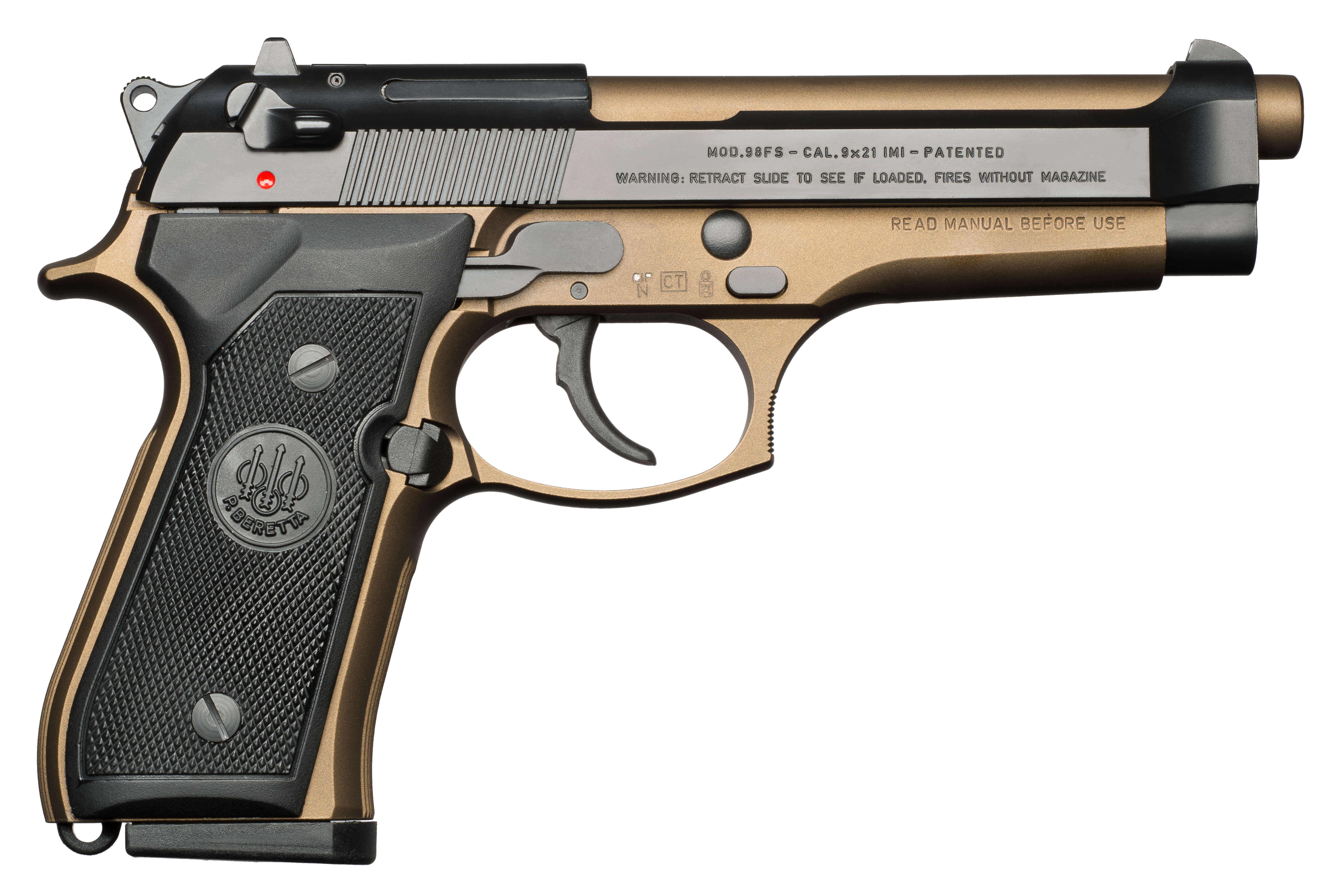 Beretta USA JS92F340M 92 Full Size 9mm Luger Single/Double 4.9″ 15+1 Black Synthetic Grip Burnt Bronze Slide