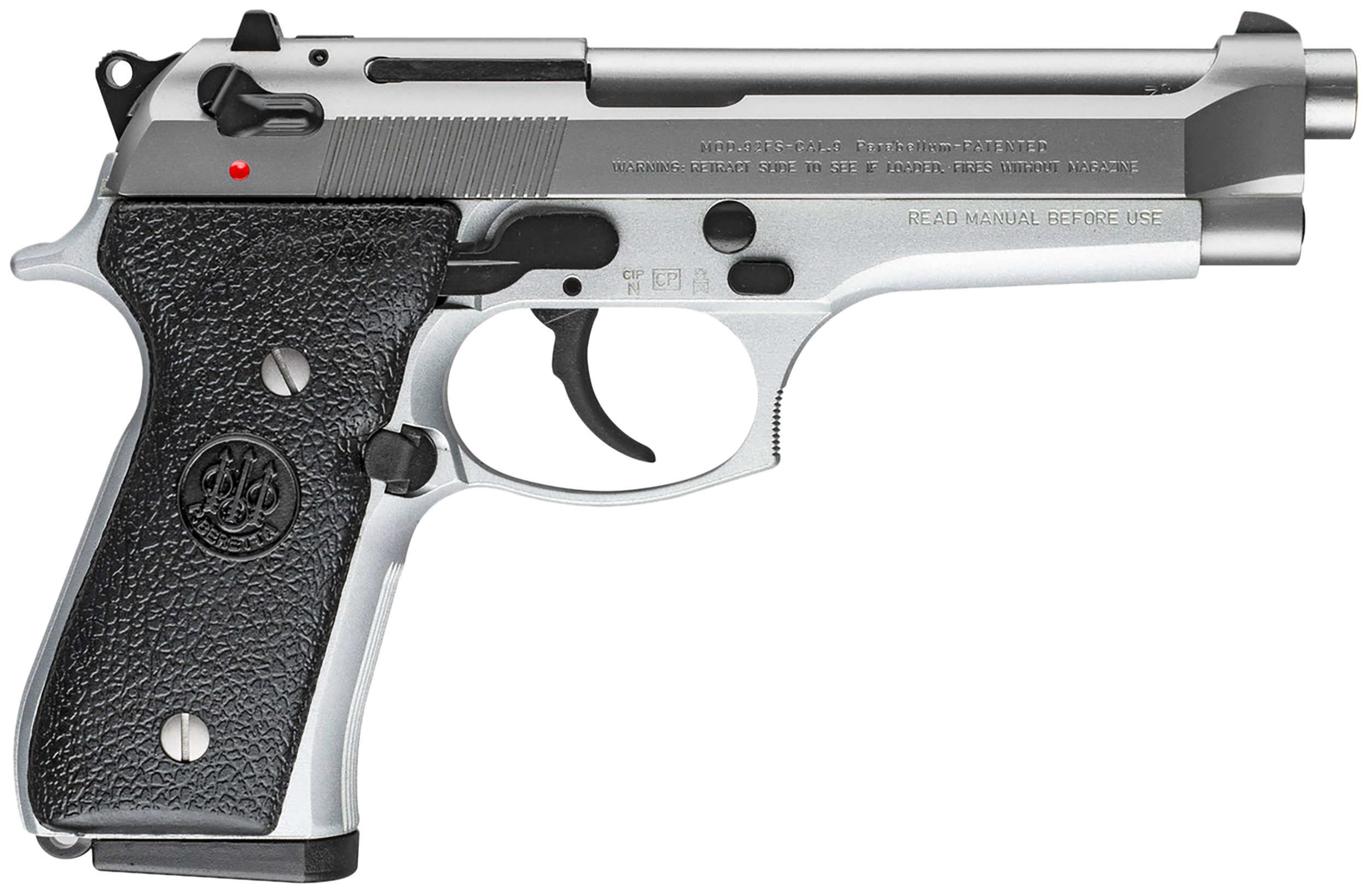 Beretta USA JS92F520 92FS Inox 9mm Luger 10+1 4.90″ Stainless Steel Barrel, Satin Stainless Steel Serrated Slide, Gray Anodized Aluminum Frame w/Beavertail