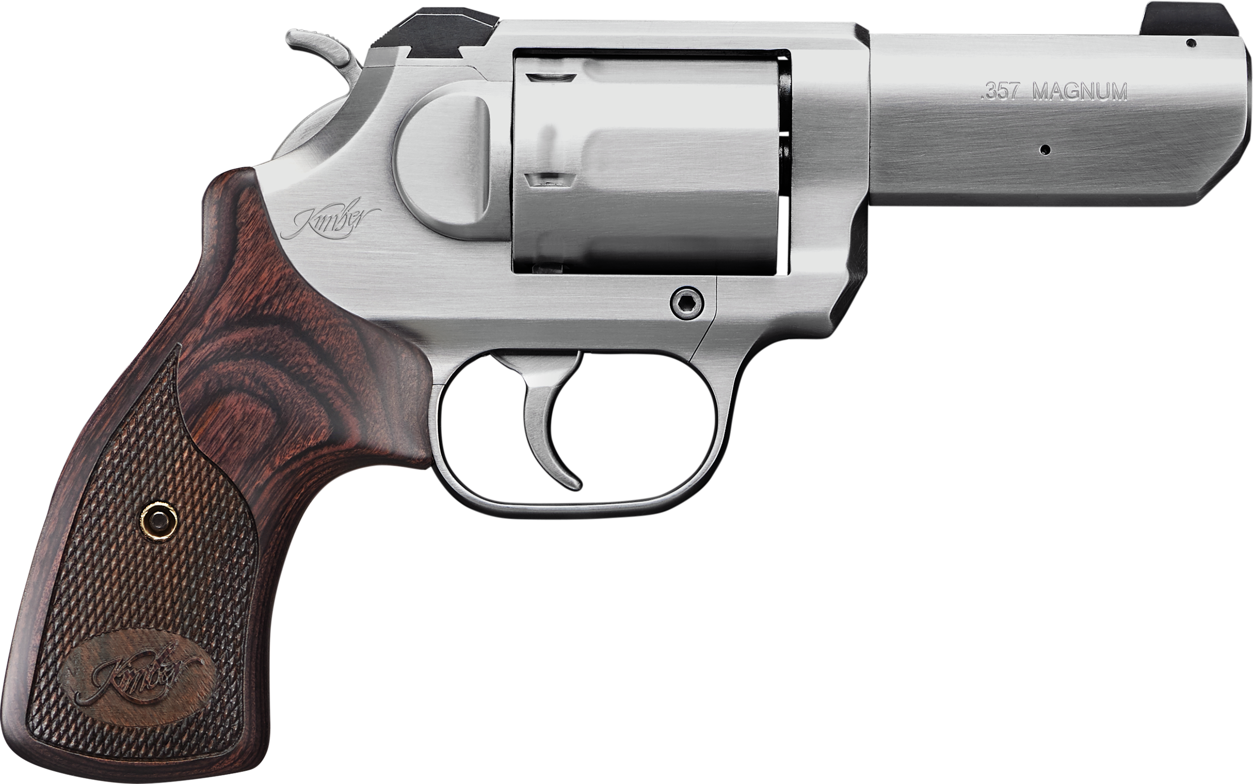Kimber Mfg, Inc 3400016 K6S  DA/SA 357 Mag 6 Shot 3″ Brushed Stainless Steel Barrel & Cylinder, Brushed Stainless Steel Frame, Diamond Checkering Grip, Exposed Hammer