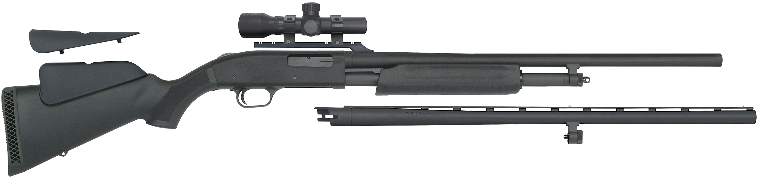Mossberg 54047 500 Field/Deer Pump 20 Gauge 5+1 3″ 26″ Vent Rib/24″ Slugster Barrels, Matte Blued Metal Finish, Synthetic Dual Comb Stock, Includes Accu-Set Chokes & Dead Ringer 2.5x20mm Scope