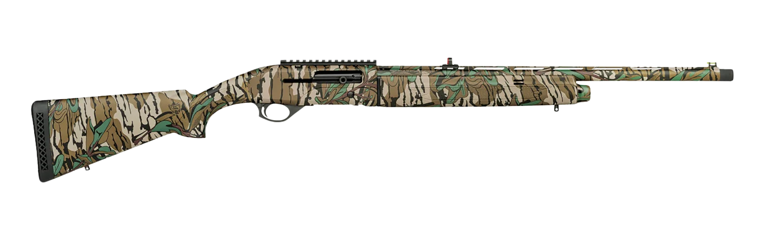 Mossberg 75808 SA-410 Turkey 20 Gauge Semi-Auto 3″ 4+1 22″ Mossy Oak Greenleaf Vent Rib Steel Barrel, Mossy Oak Greenleaf Picatinny Rail Receiver, Fixed Mossy Oak Greenleaf Synthetic Stock