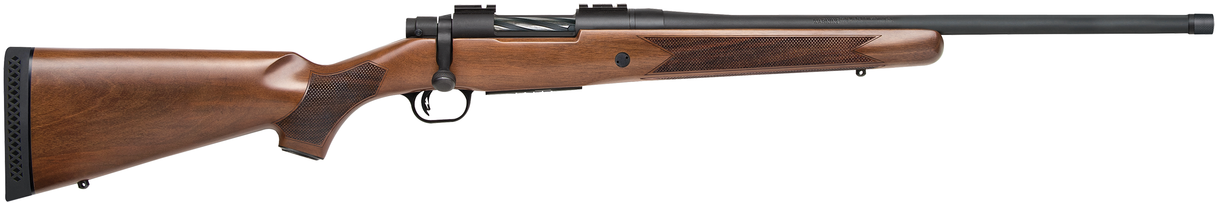 Mossberg 28176 Patriot  Full Size 400 Legend 4+1 20″ Matte Blued Threaded Barrel, Matte Blued Drilled & Tapped Stainless Steel Receiver, Fixed Walnut Stock, Right Hand