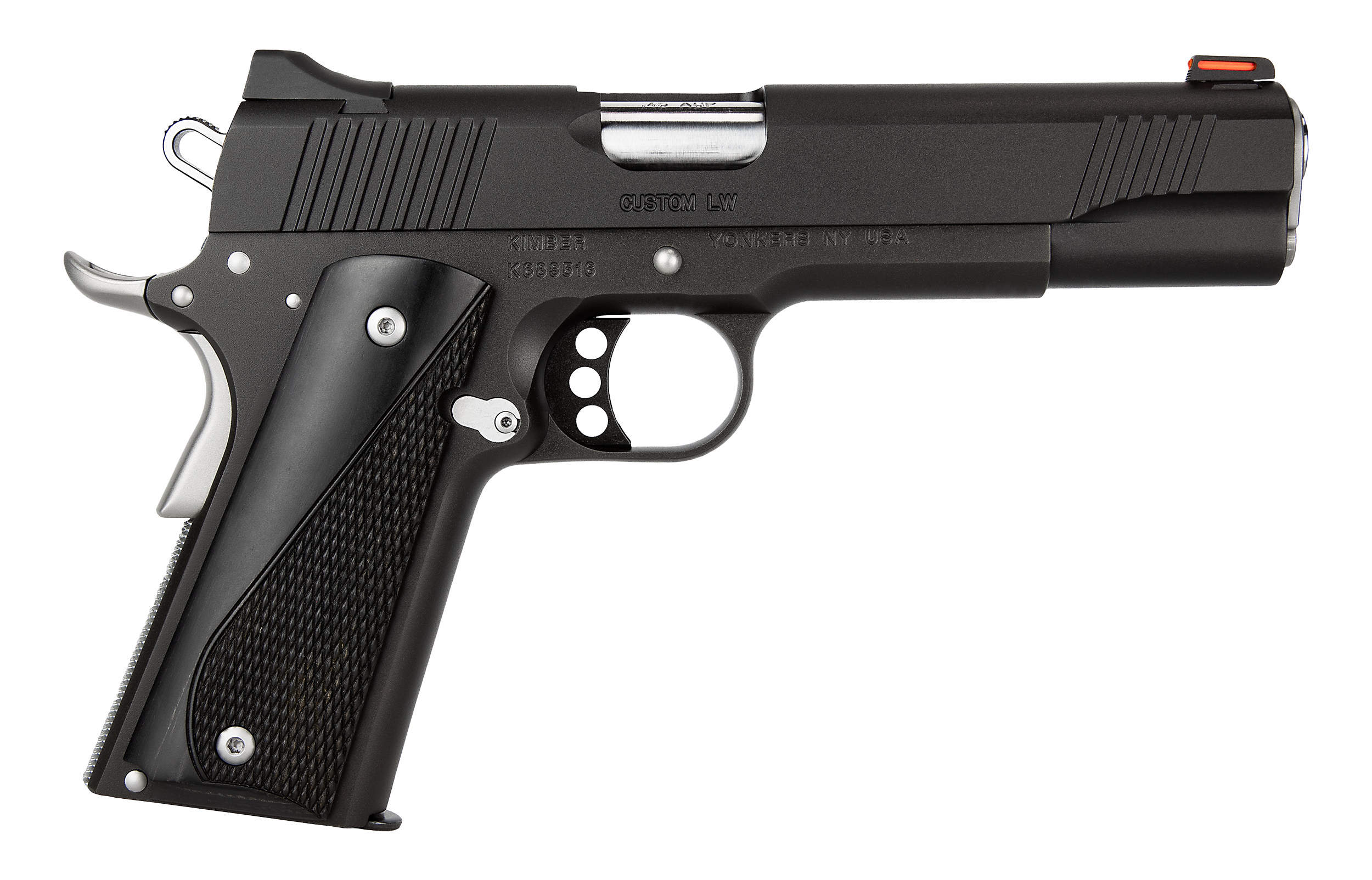 Kimber Mfg, Inc 3700596 Custom LW Nightstar 9mm Luger 9+1 5″ Stainless Match Grade Barrel, Black Serrated Steel Slide, Black Aluminum Frame w/Beavertail, Black/Gray Laminate Grip