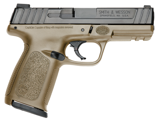Smith & Wesson 11998 SD9  Compact Frame 9mm Luger 16+1, 4″ Black Armornite Stainless Steel Barrel & Serrated Slide, Flat Dark Earth Polymer Frame w/Picatinny Rail, FDE Textured Grip, No Safety