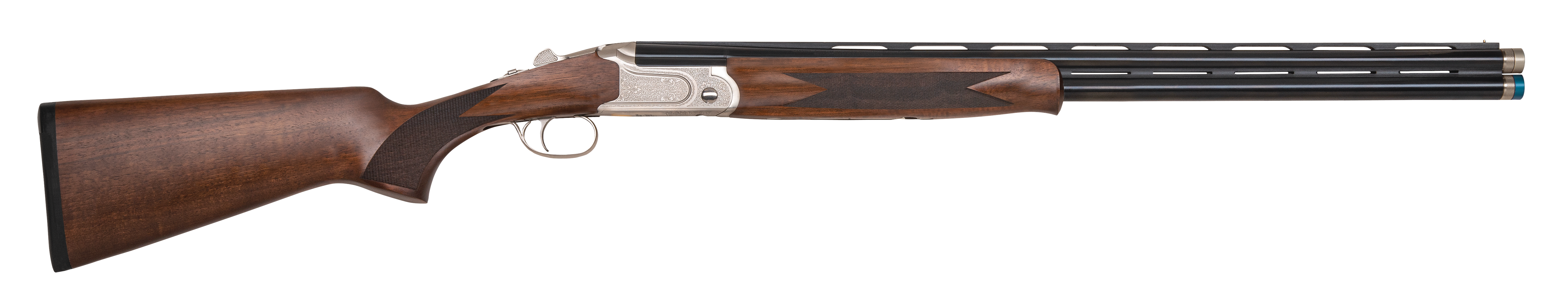 Mossberg 75480 Gold Reserve  Full Size 410 Bore Break Open 3″ 2rd 26″ Blue Polished Vent Rib Barrel, Silver Polished Engraved Stainless Steel Receiver, Black Grade A Walnut Fixed Stock, Right Hand