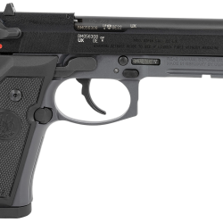 Beretta USA J90A192FSRF58 92FSR  Full Size Frame 22 LR 10+1 5.30″ Black Steel Barrel, Black Bruniton Serrated Slide, Sniper Gray Aluminum Frame w/Beavertail & Picatinny Rail, Ambidextrous