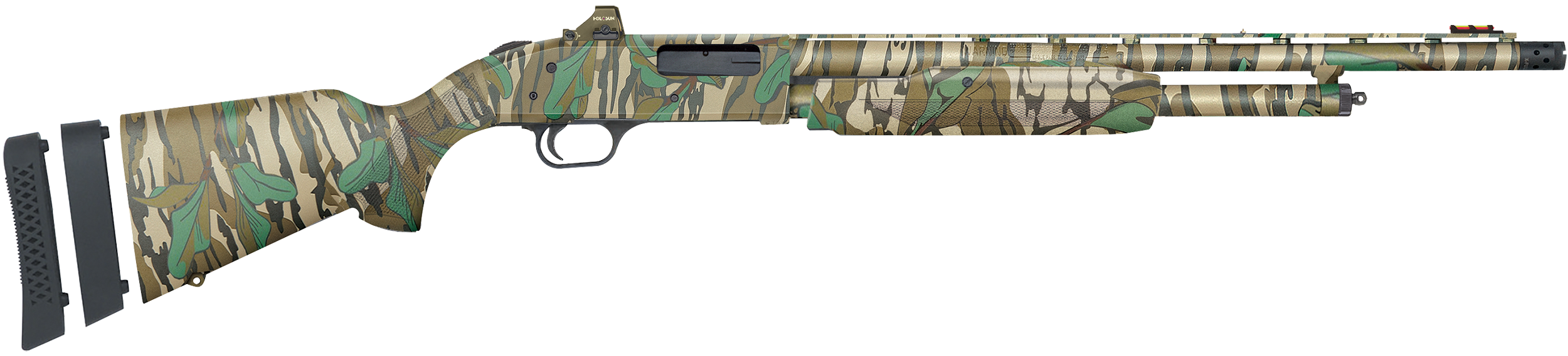 Mossberg 54684 500 Super Bantam Turkey 20 Gauge 5+1 3″ 20″, Mossy Oak Green Leaf, Optic Cut Rec, Synthetic Stock with Adj. Shims, XF Turkey Choke, Includes Holosun Red Dot