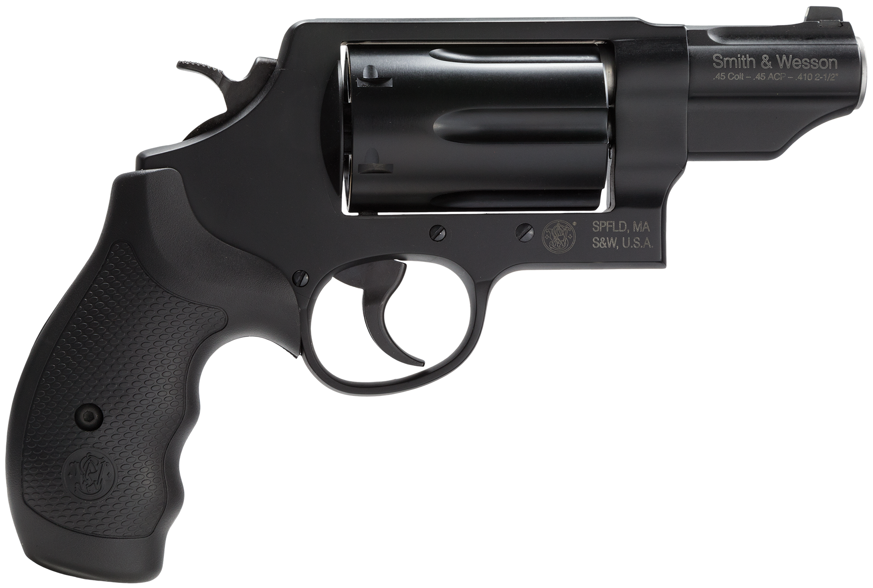 Smith & Wesson 162410 Governor *MA Compliant 45 Colt (LC) Or 2.50″ 410 Gauge, 2.75″ Black Barrel, 6rd  Black PVD Cylinder, Black Scandium Alloy Z-Frame, Polymer Grip