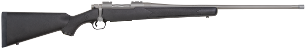 Mossberg 28245 Patriot  6.5 PRC 4+1 24″ Stainless Cerakote Fluted Threaded Barrel, Stainless Cerakote Drilled & Tapped Receiver, Fixed Black Synthetic Stock