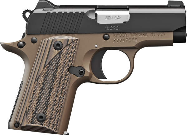 Kimber Mfg.,inc 3300208 Micro Desert Night NS 380 ACP 7+1 2.75″ Matte Black KimPro II Stainless Steel Slide Desert Tan KimPro G10 Grip
