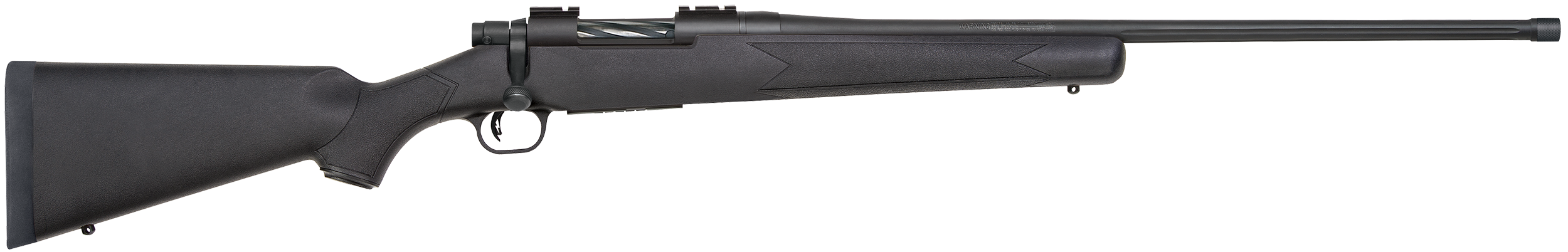 Mossberg 28243 Patriot  6.5 PRC 4+1 24″ Matte Blued Fluted Threaded Barrel, Matte Blued Drilled & Tapped Receiver, Fixed Black Synthetic Stock