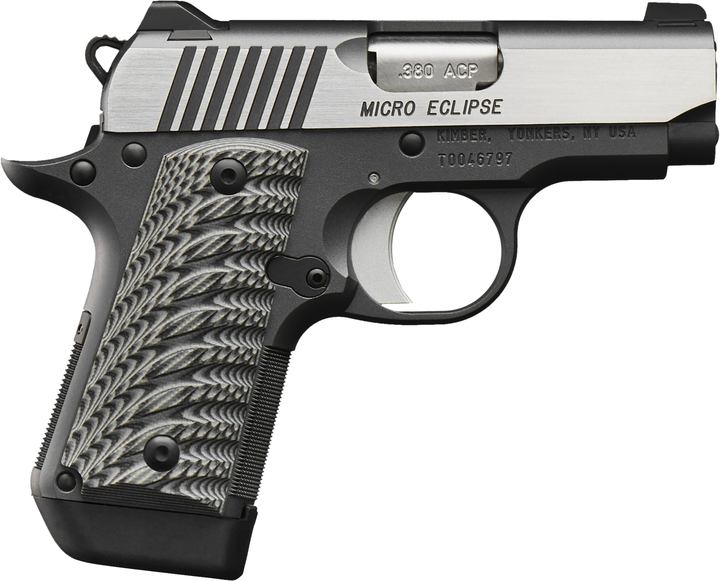 Kimber Mfg, Inc 3300188 Micro Eclipse 380 ACP 7+1 2.75″ Stainless Match Grade Barrel, KimPro II Black Serrated Stainless Steel Slide, Charcoal Gray Aluminum Frame w/Beavertail, G10 Grip