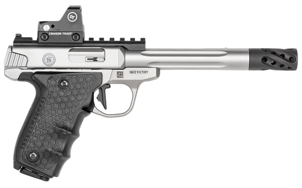 Smith & Wesson 12079 Performance Center Victory Target 22 LR 6″ MB 10+1 Stainless Steel Tandemkross Black HiveGrip with Integrated Target Thumb Rest Grip Red Dot