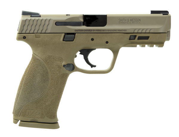 Smith & Wesson LE 11767 M&P 9 M2.0 
9mm Luger Double 4.25″ 17+1 FDE Interchangeable Backstrap Grip FDE Polymer Frame FDE Armornite Stainless Steel Slide