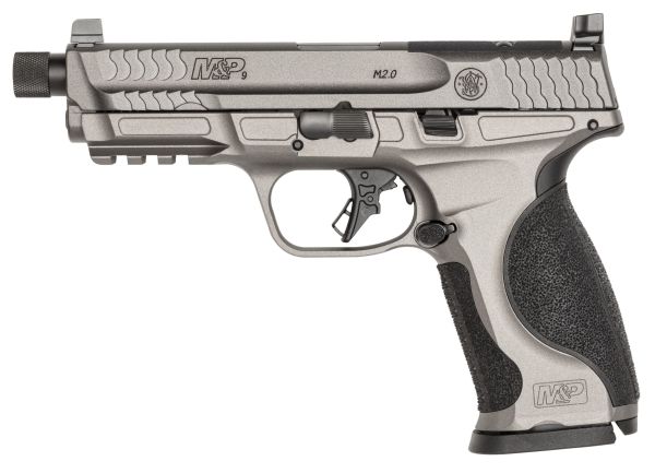 Smith & Wesson 14162 M&P M2.0  Full Size Frame 9mm Luger 17+1, 4.63″ Black Threaded Barrel, Gray Optic Cut/Serrated Steel Slide, Gray Aluminum Frame w/Picatinny Rail, Black Polymer Grip