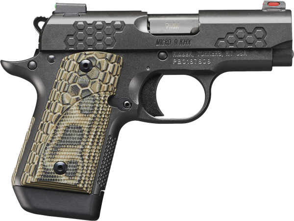Kimber Mfg.,inc 3300198 Micro 9 KHX 9mm 7+1 3.15″ KimPro II Gray Stainless Steel Hogue G-10 Mainspring Housing Grips