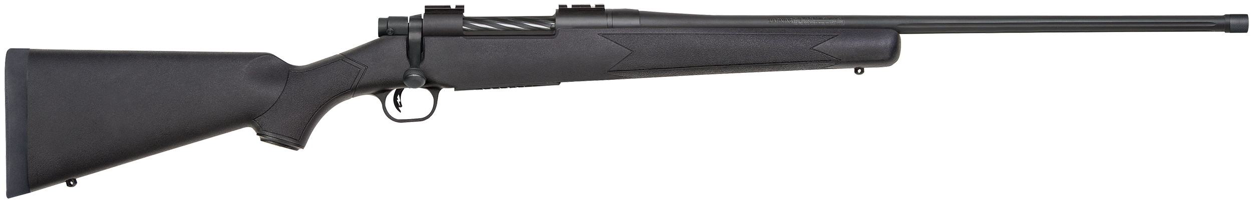Mossberg 28248 Patriot  7mm PRC 3+1 24″ Matte Blued Fluted Threaded Barrel, Matte Blued Drilled & Tapped Receiver, Fixed Black Synthetic Stock