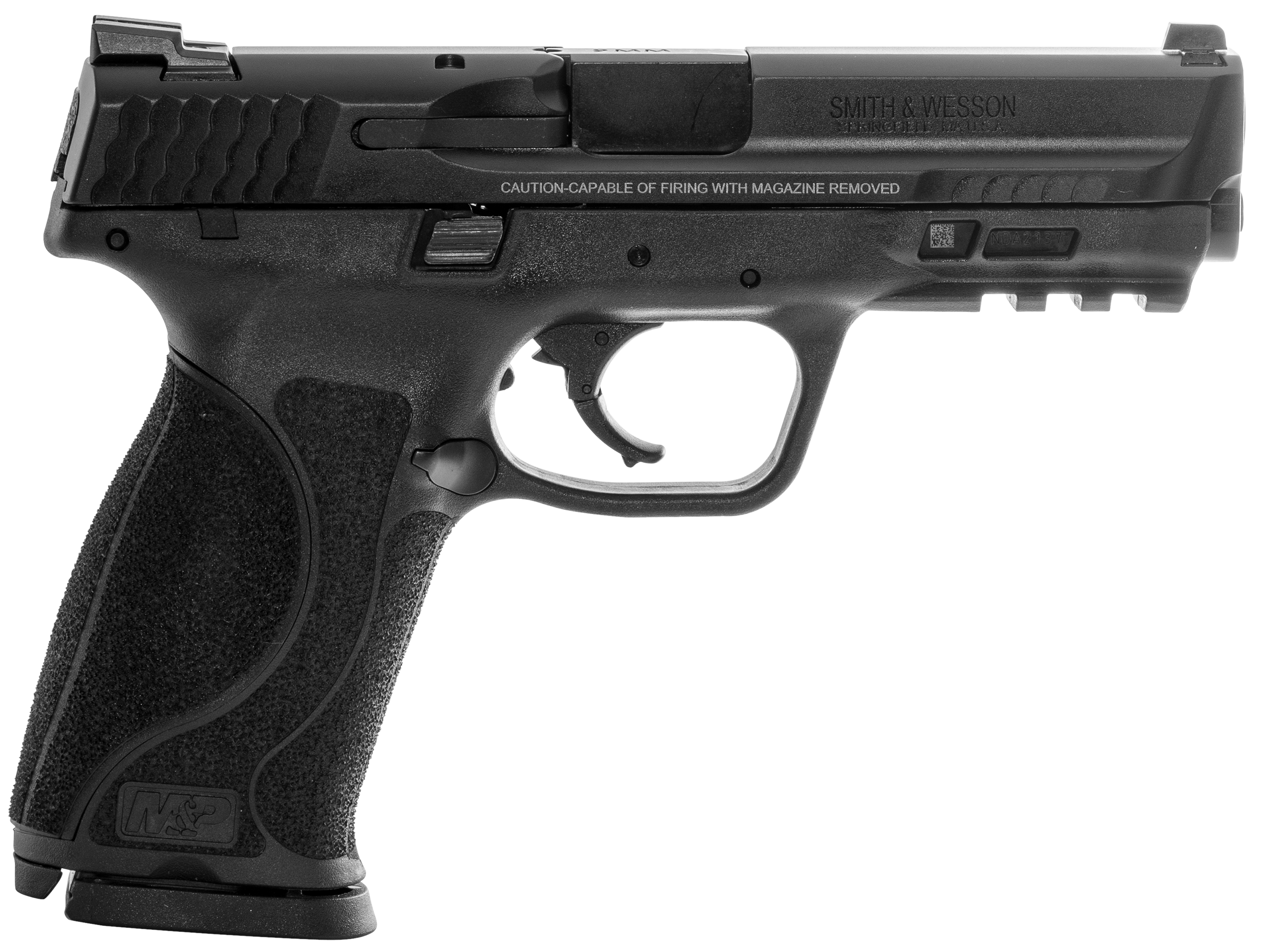 Smith & Wesson LE 11518 M&P 9 M2.0 
9mm Luger Double 4.25″ 17+1 Black Interchangeable Backstrap Grip Black Stainless Steel Slide