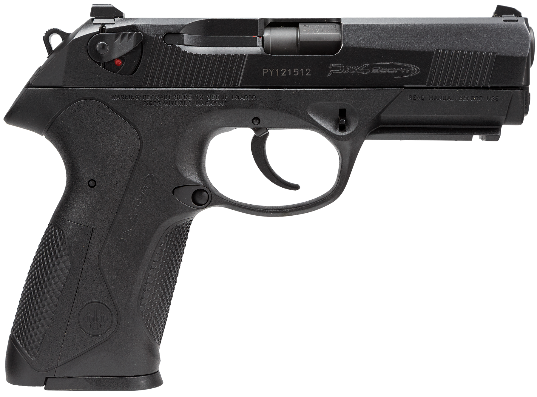 Beretta USA JXF4F20 Px4 Storm  Full Size Frame 40 S&W 10+1, 4.10″ Black Steel Barrel, Black Bruniton Serrated Steel Slide, Black Polymer Frame w/Picatinny Rail, Ambidextrous