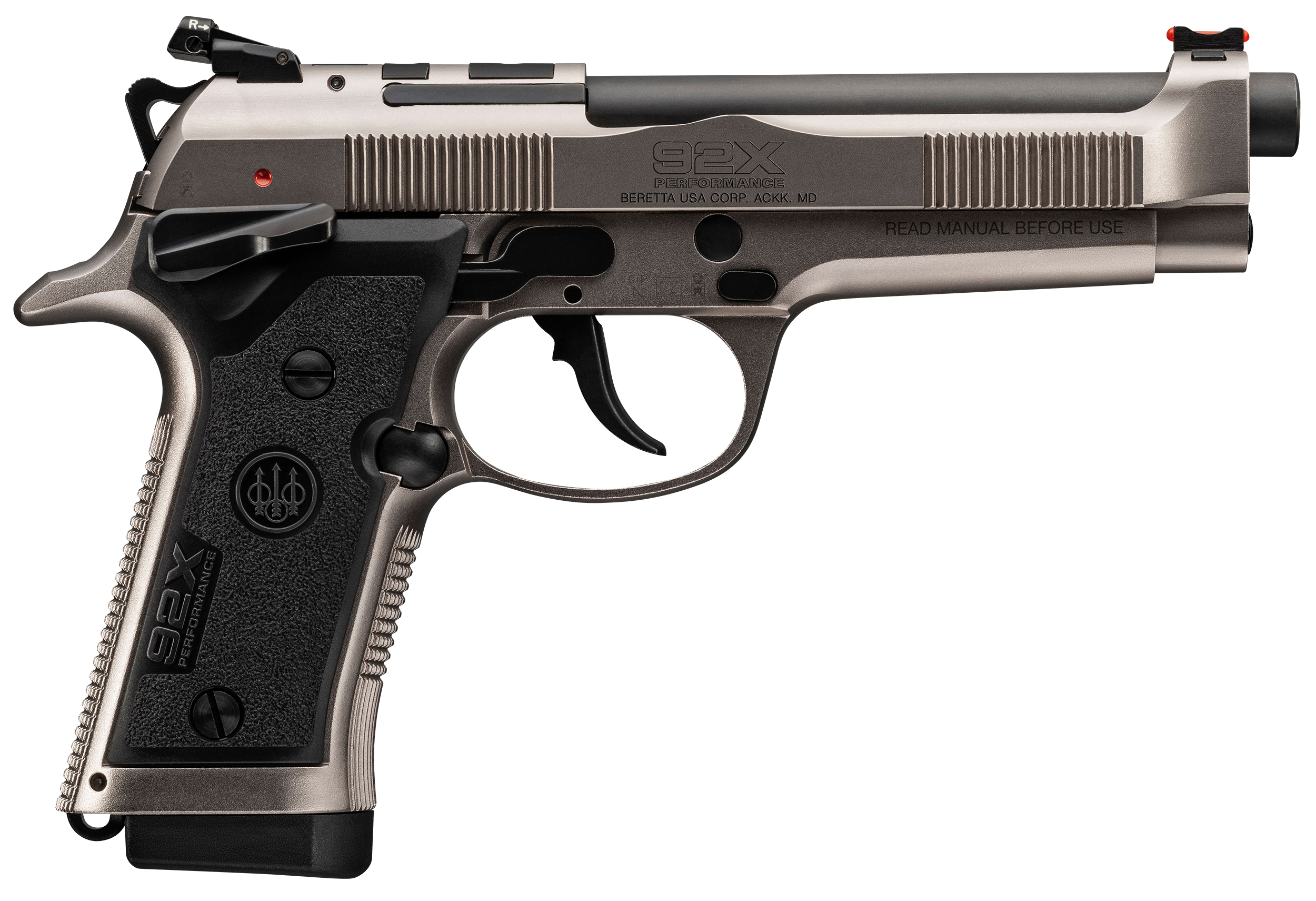 Beretta USA J92XRD21 92X Performance Defensive Full Size Frame 9mm Luger 15+1, 4.90″ Black Barrel, Gray Nistan Optic Ready/Serrated Steel Slide & Frame w/Beavertail